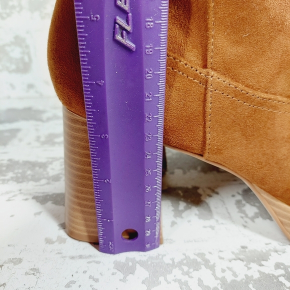 New BP Keyla Platform Brown Faux Suede Chunky Bootie X58 - Picture 6 of 13